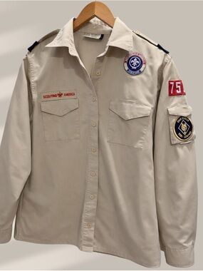 Boy Scouts Tan UNIFORM SHIRT Women’s Blouse XL Long Sleeve Khaki